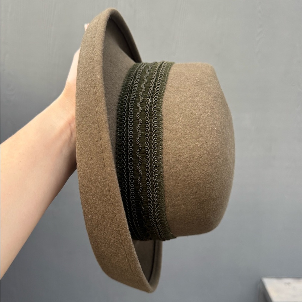 Vintage 90s Hoodlums Brand Felt Hat in Olive Green/ Brown OS